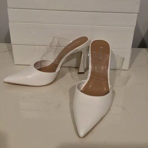 Abound Nicki Lucite Strap Heeled Mule Size 8 White
